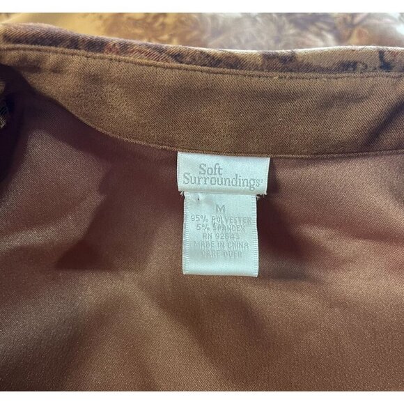 Soft Surroundings Floral Printed Shacket Shirt Button Down Ladies MED Brown - Picture 6 of 7